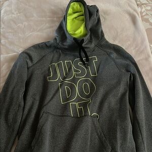 Nike Gray Hoodie with Neon Accents